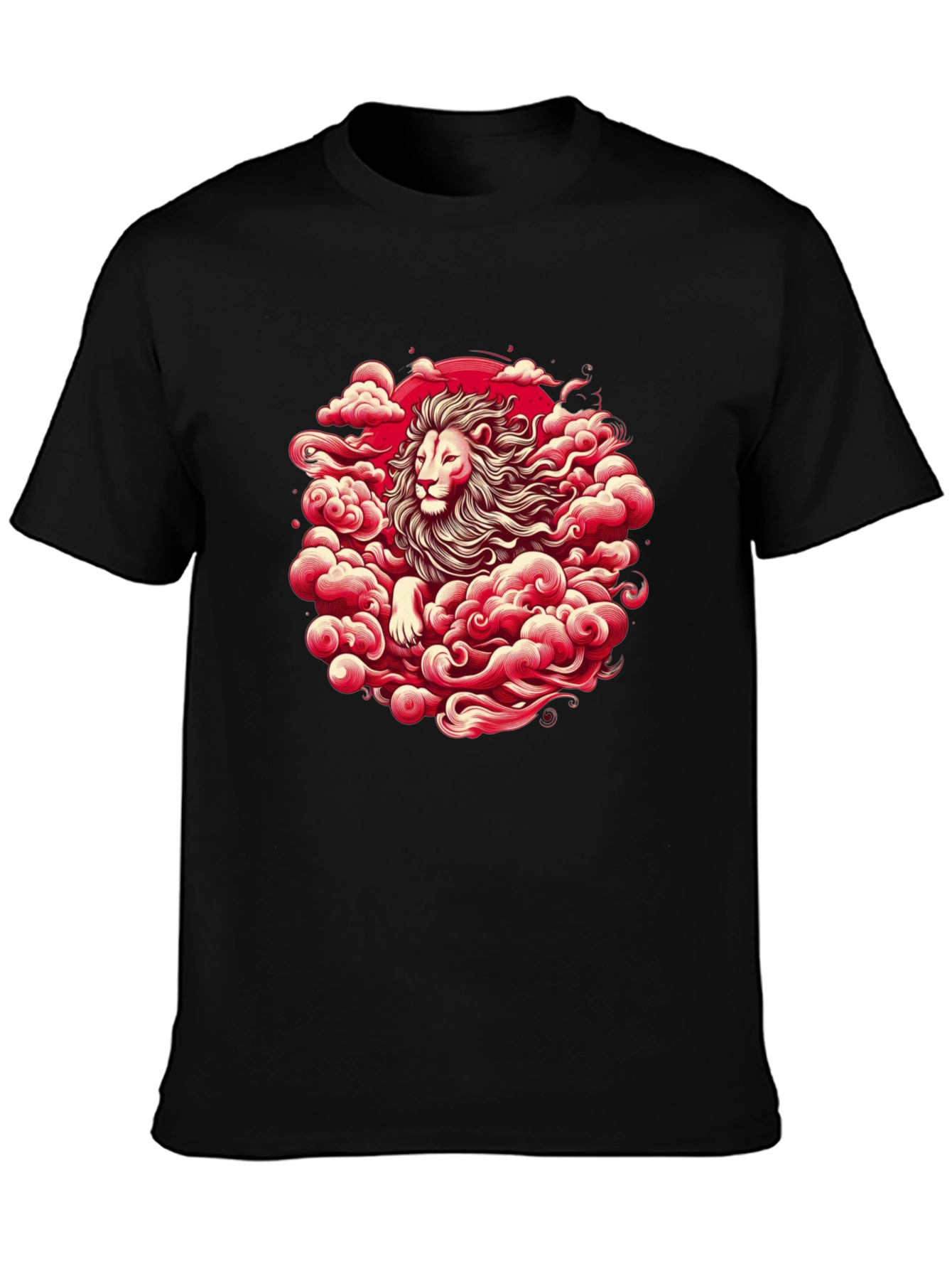 Lion in Clouds Graphic Black T-Shirt