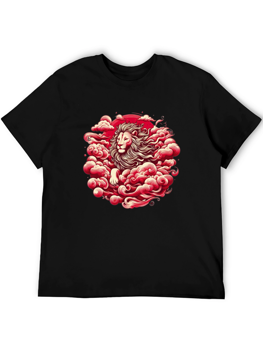 Lion in Clouds Graphic Black T-Shirt
