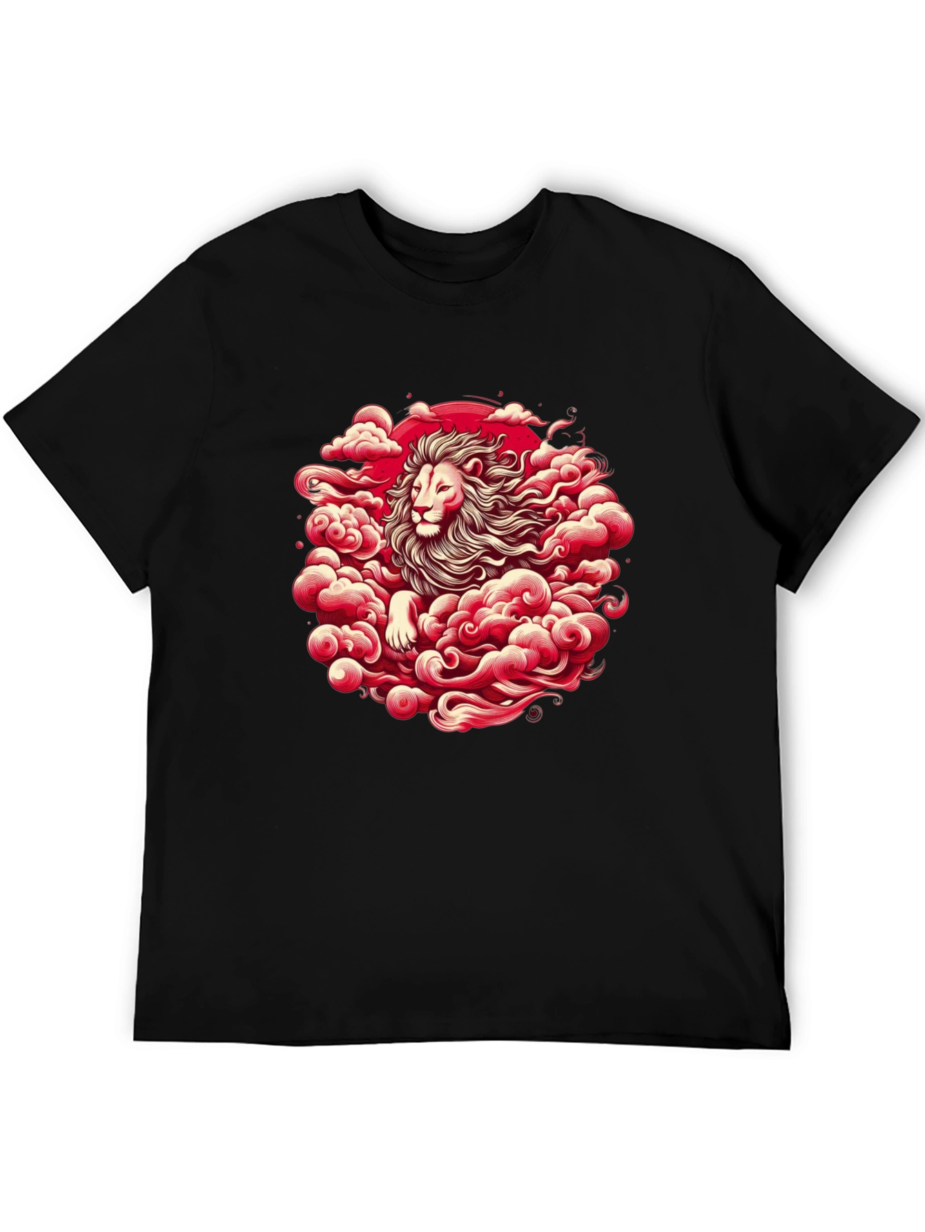 Lion in Clouds Graphic Black T-Shirt