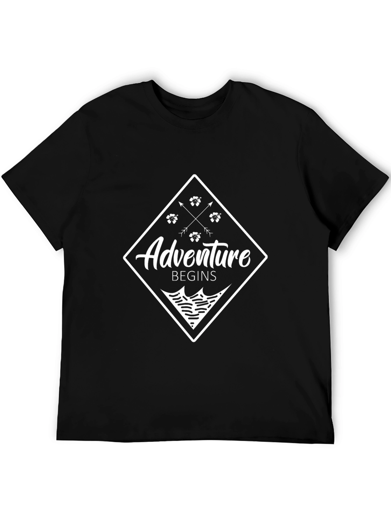 Adventure Begins Graphic Tee - Black