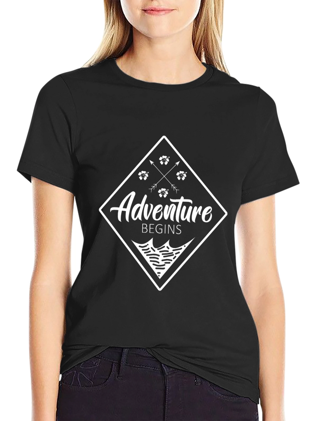 Adventure Begins Graphic Tee - Black