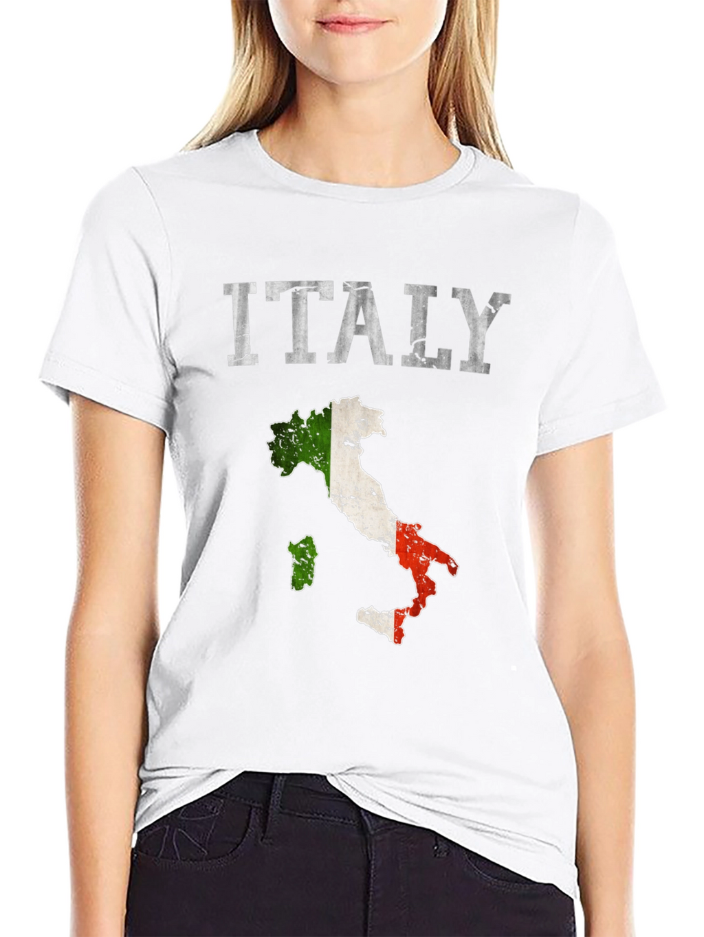 Italy Map Flag Graphic Tee - Black