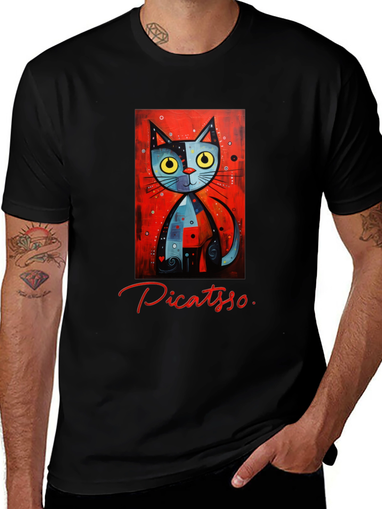 Picatso Cat Graphic T-Shirt - Artistic Novelty Tee