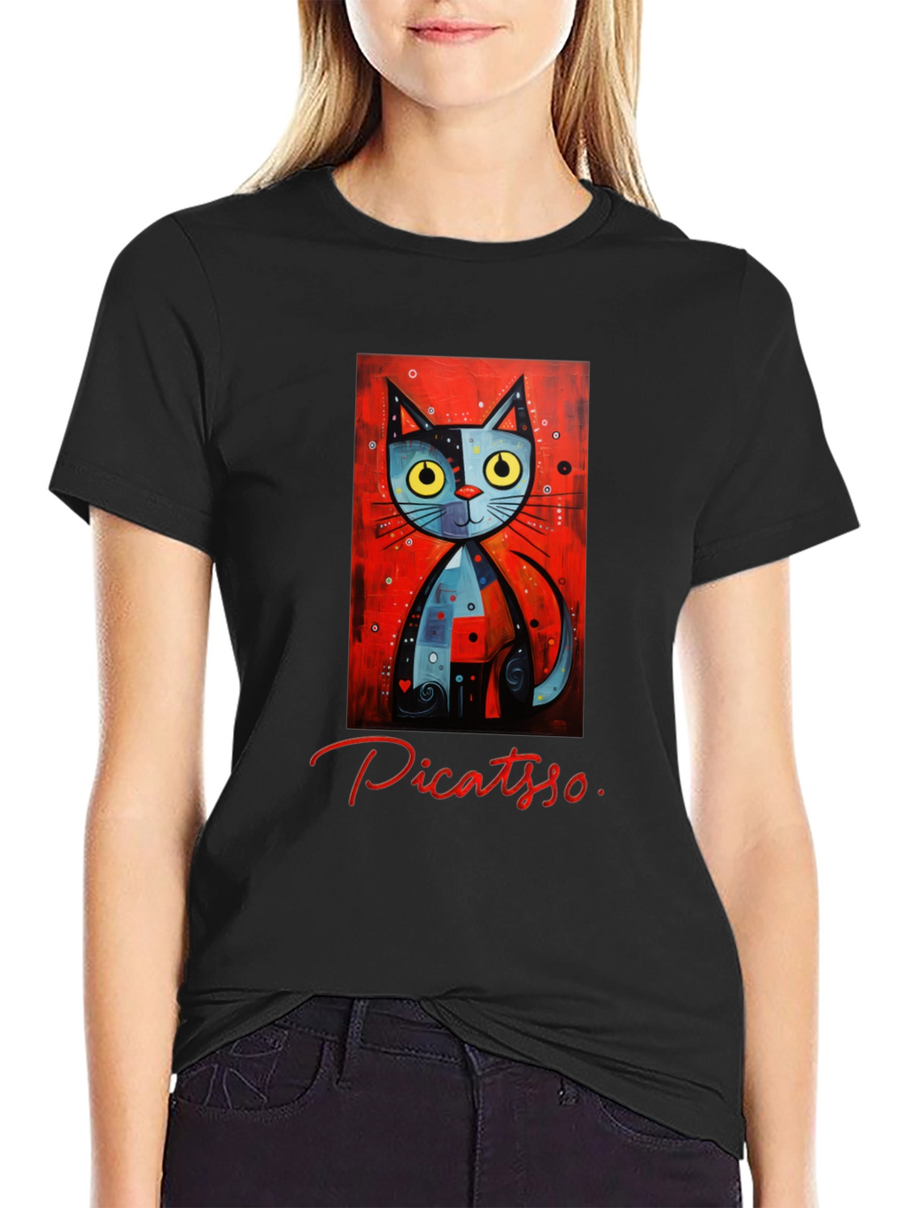 Picatso Cat Graphic T-Shirt - Artistic Novelty Tee