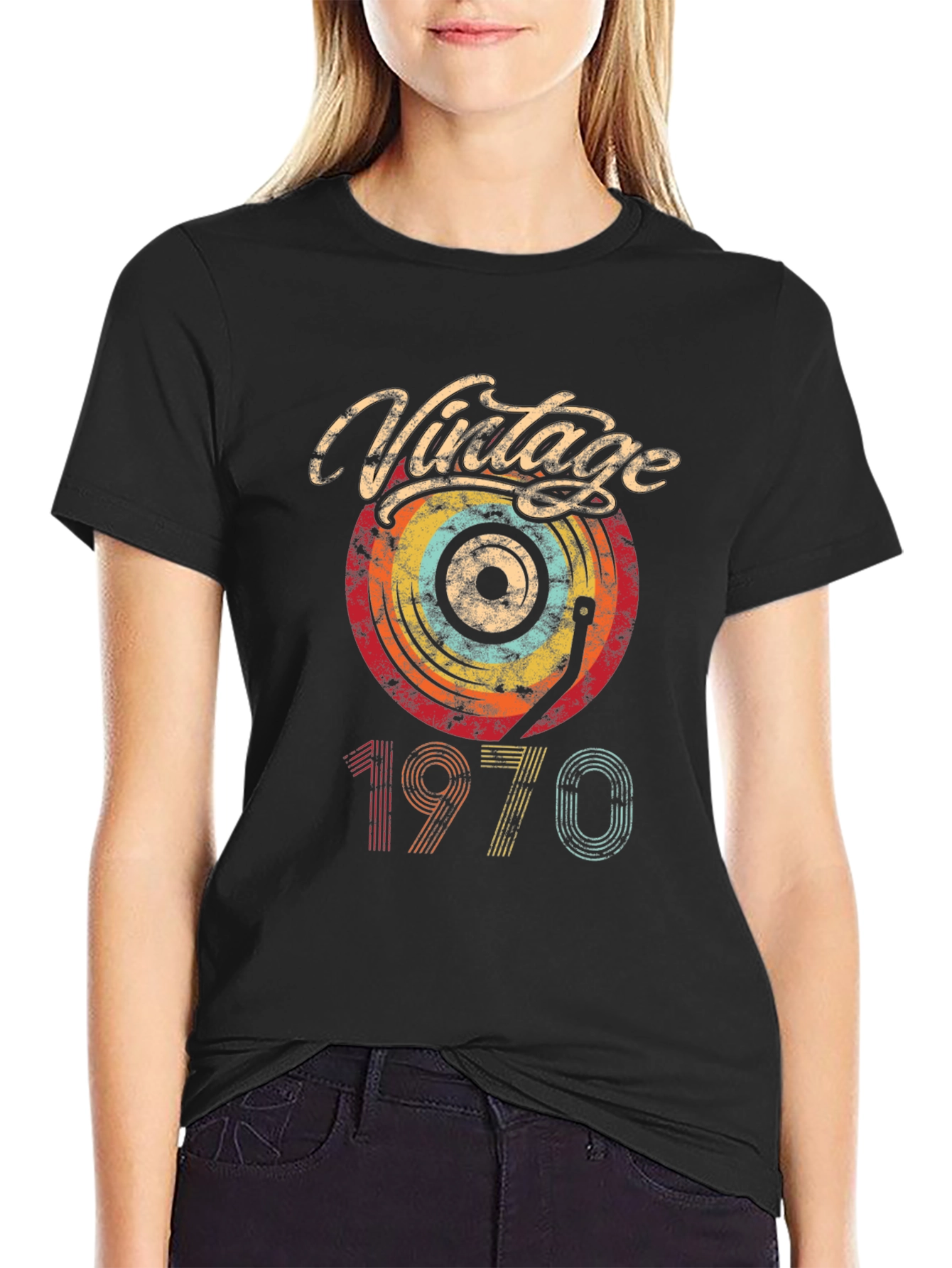 Vintage 1970 Record Player Graphic Tee