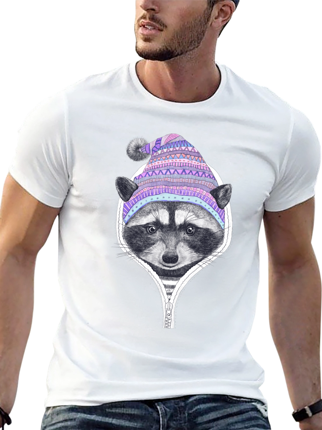 Raccoon in a Hat Graphic Tee - Black T-Shirt