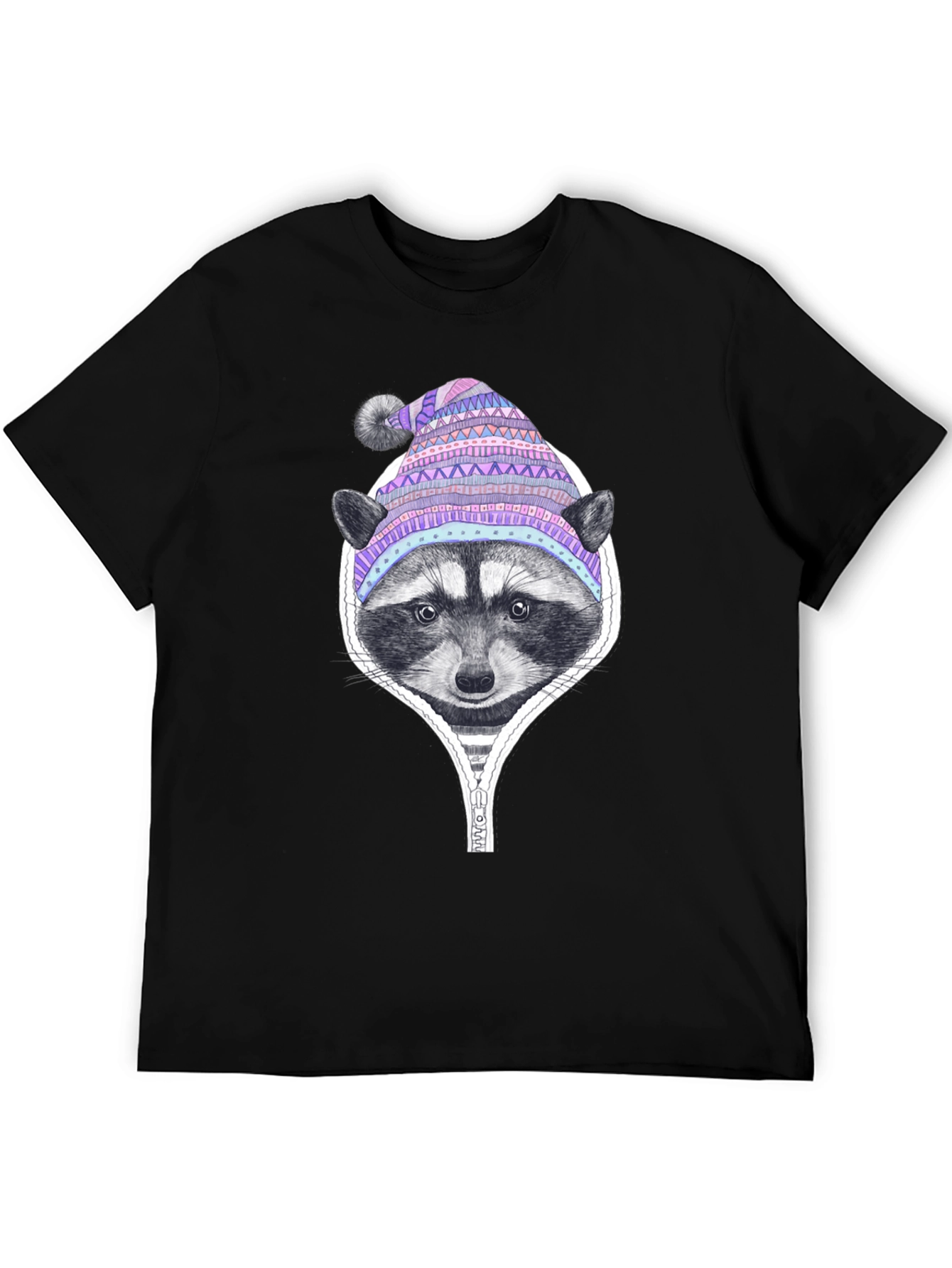 Raccoon in a Hat Graphic Tee - Black T-Shirt