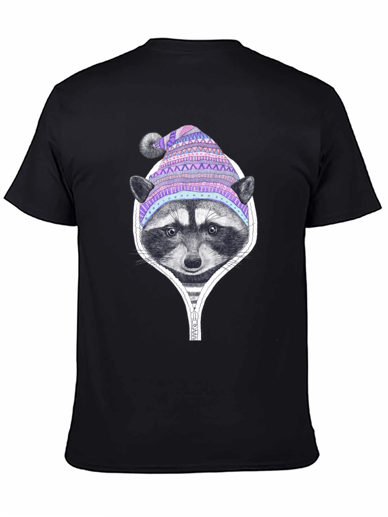 Raccoon in a Hat Graphic Tee - Black T-Shirt