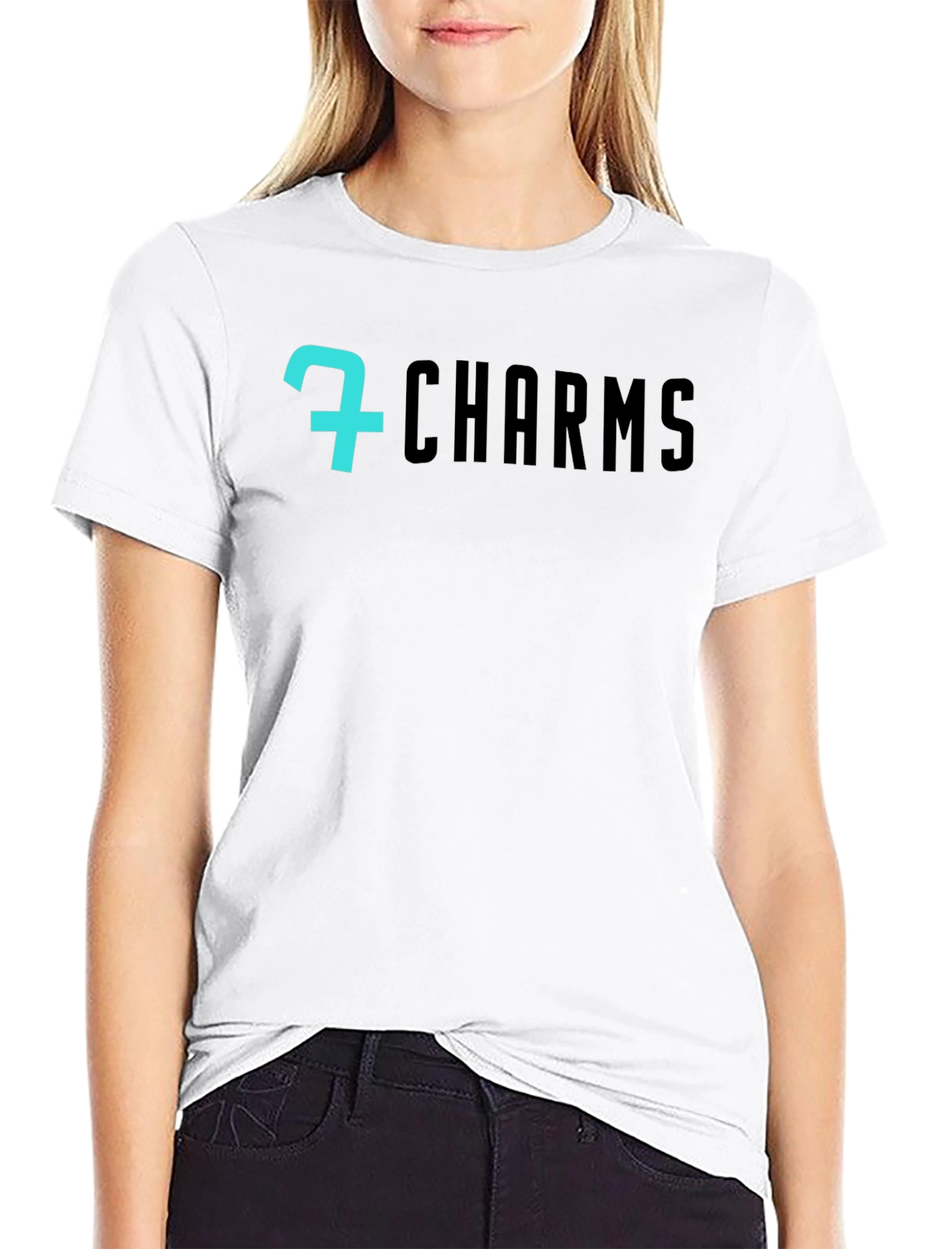 7 Charms Black Graphic Tee - Modern Style
