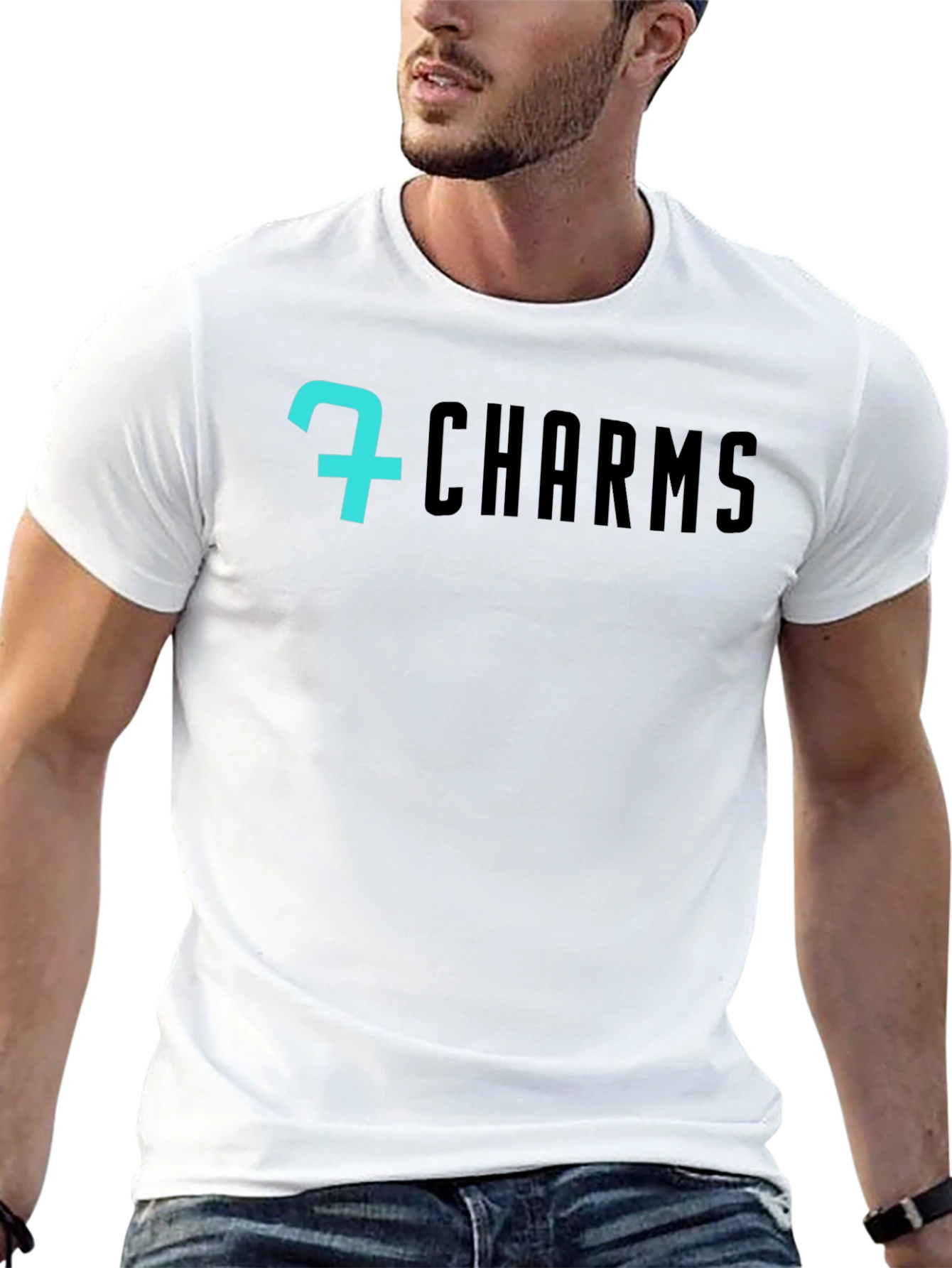 7 Charms Black Graphic Tee - Modern Style