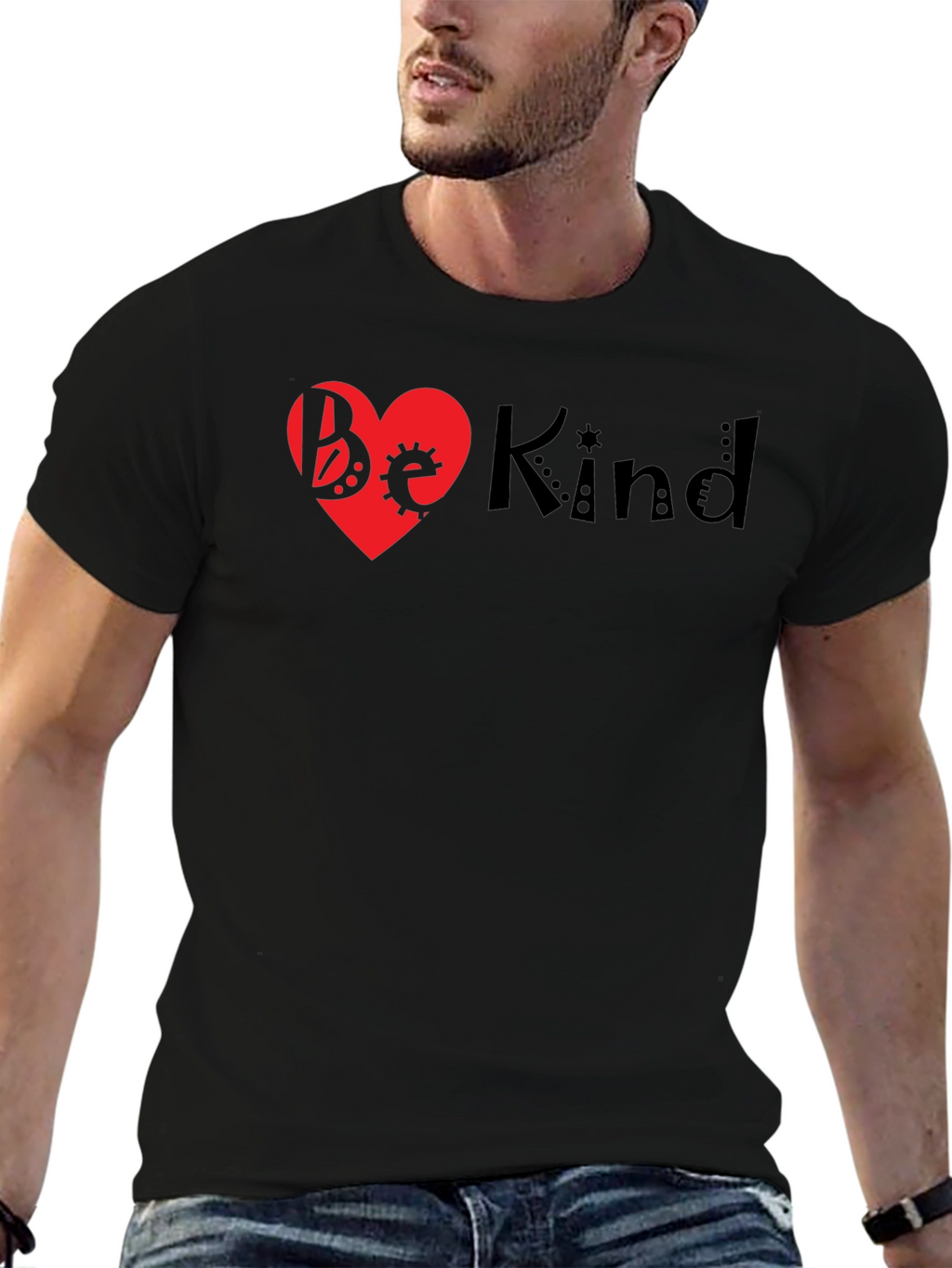 Be Kind Heart Graphic Tee - Black