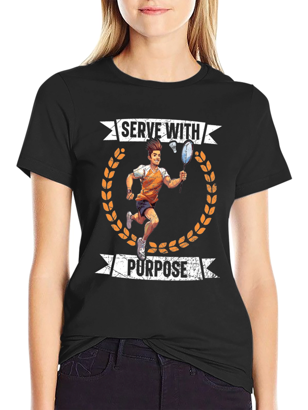 Serve With Purpose Badminton Graphic T-Shirt