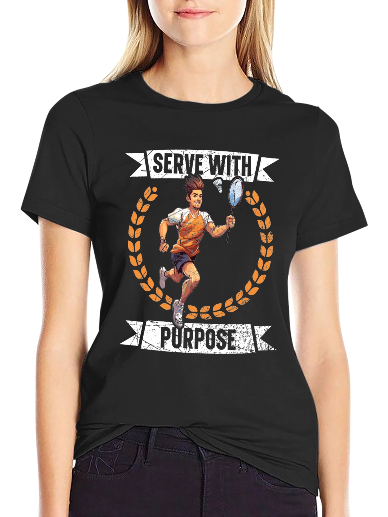 Serve With Purpose Badminton Graphic T-Shirt