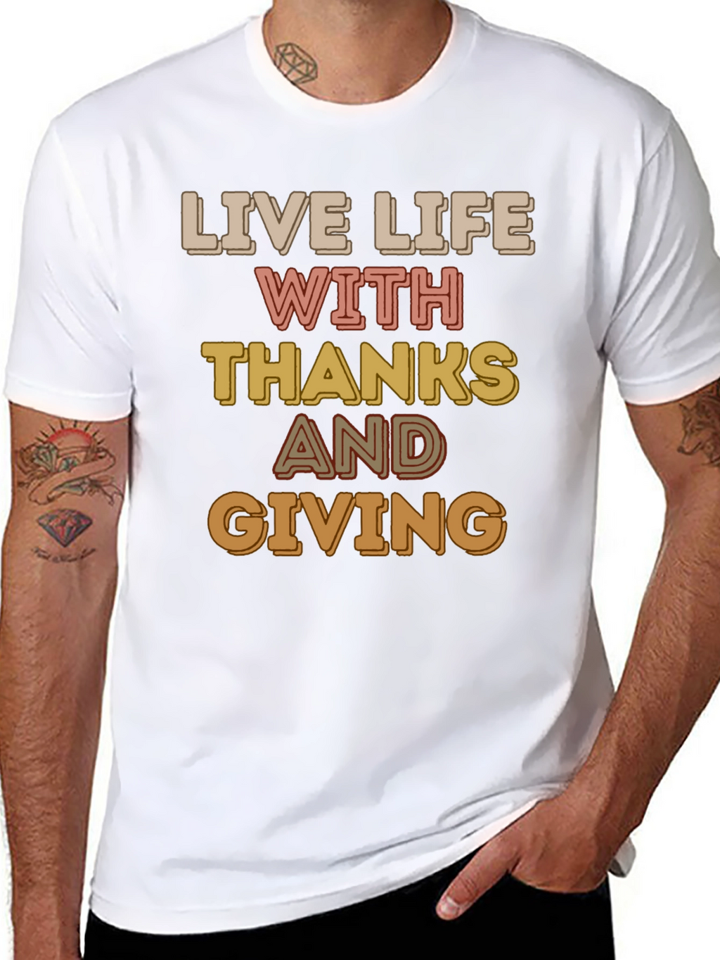 Live Life With Thanks and Giving Graphic T-Shirt