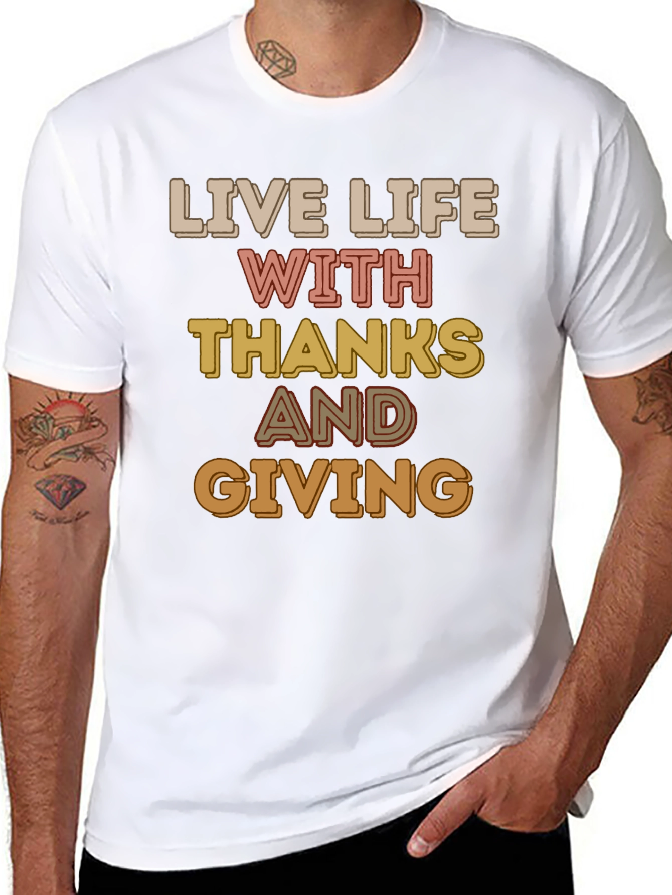 Live Life With Thanks and Giving Graphic T-Shirt