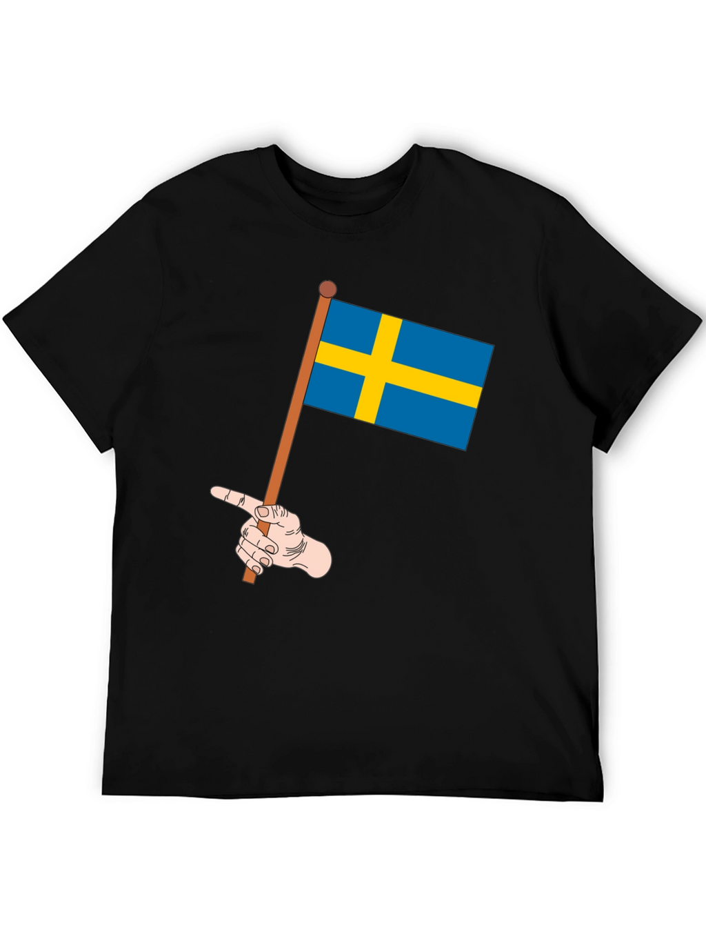 Sweden Flag Pointing Graphic Tee - Black Casual Shirt