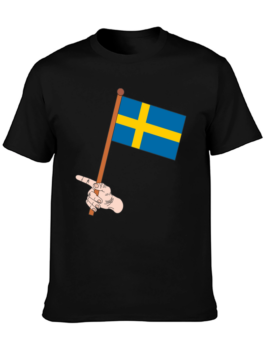 Sweden Flag Pointing Graphic Tee - Black Casual Shirt