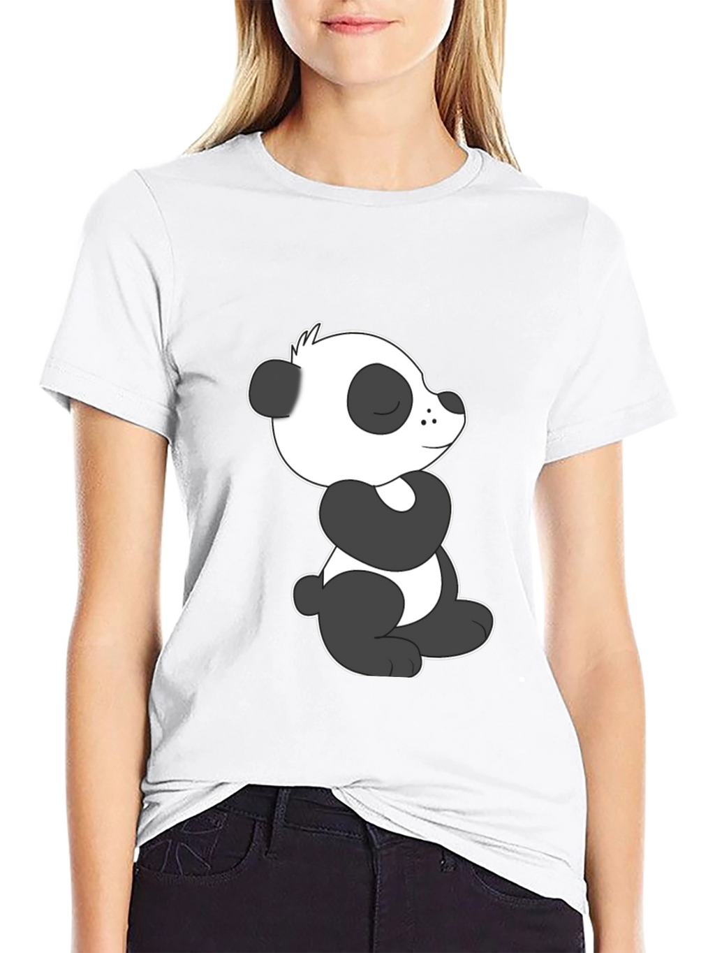 Cute Panda Graphic Black T-Shirt