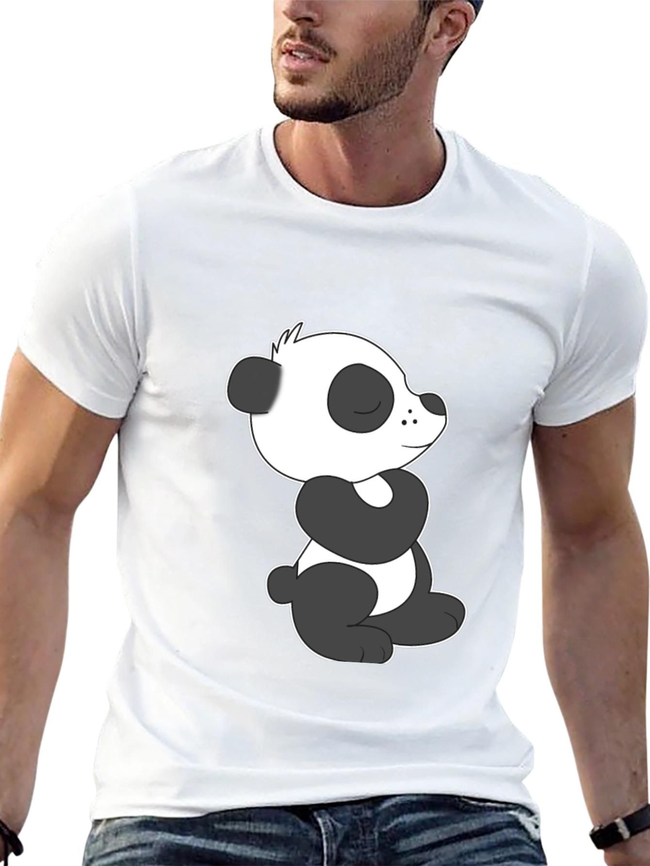 Cute Panda Graphic Black T-Shirt