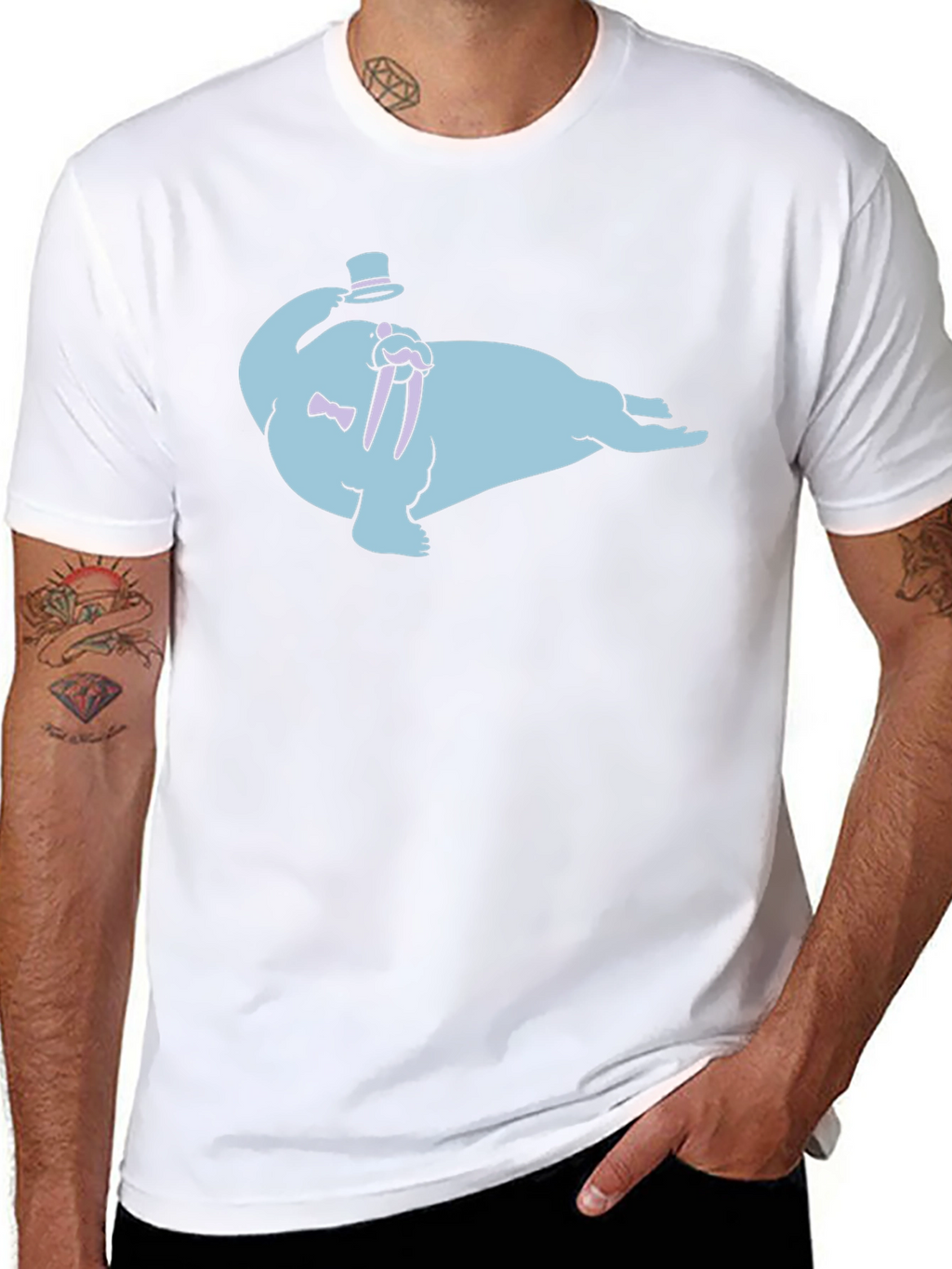 Gentleman Walrus Graphic T-Shirt - Black