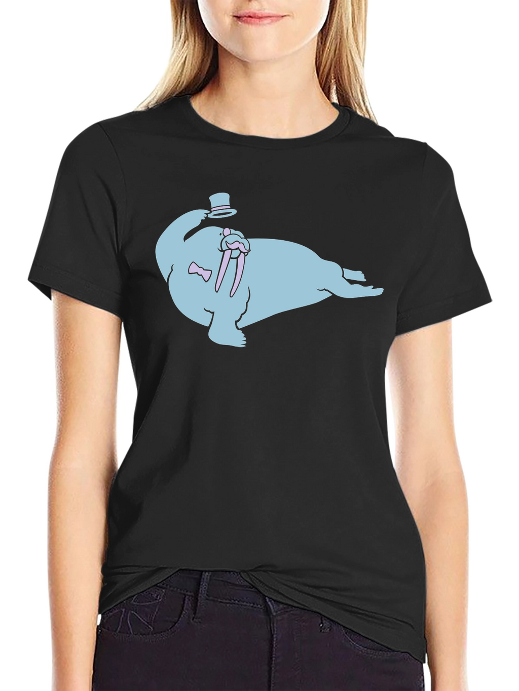 Gentleman Walrus Graphic T-Shirt - Black