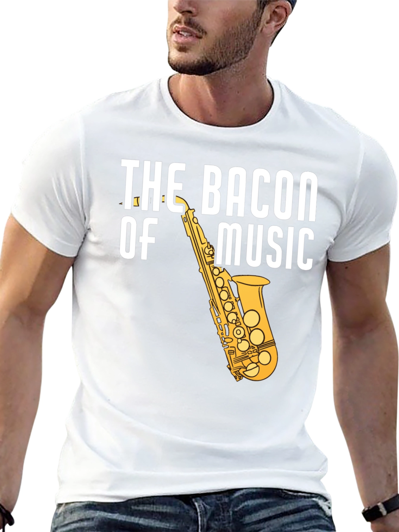 The Bacon of Music Saxophone Graphic T-Shirt
