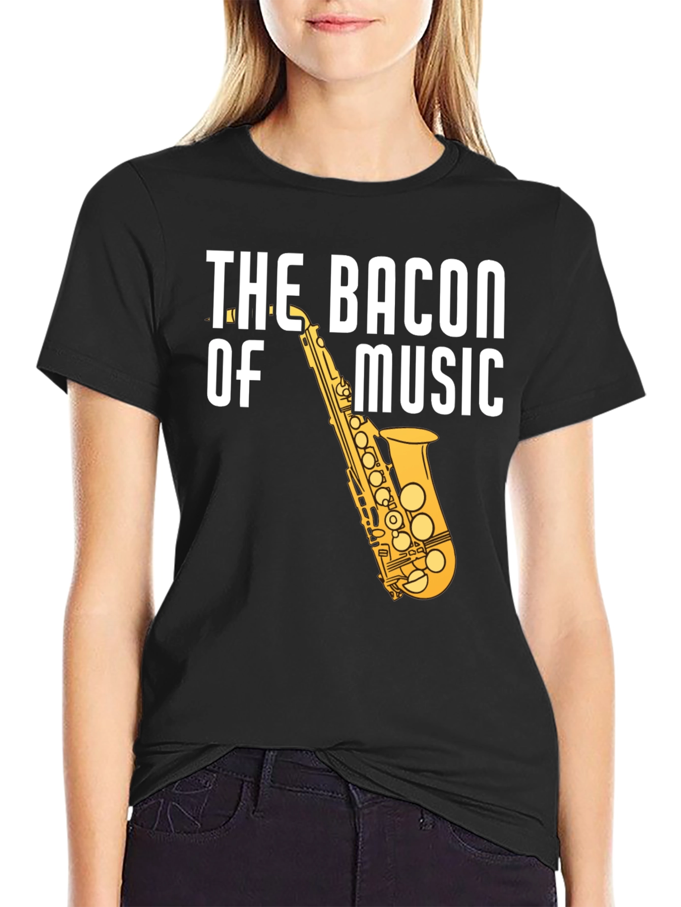 The Bacon of Music Saxophone Graphic T-Shirt