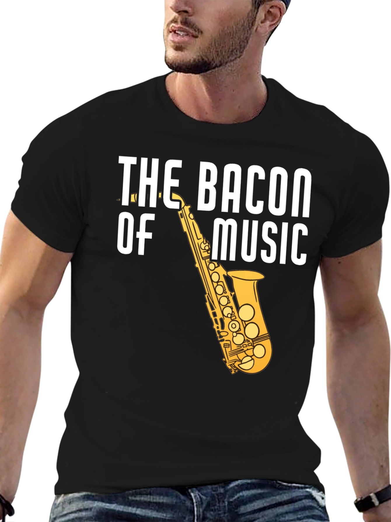 The Bacon of Music Saxophone Graphic T-Shirt