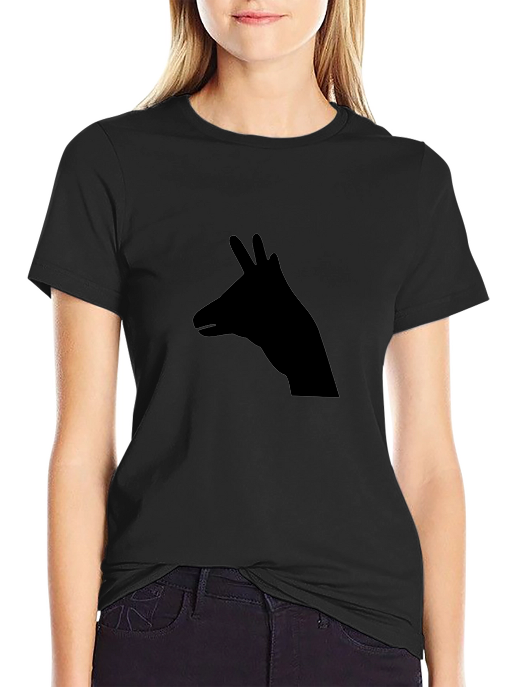 Black Llama Silhouette Graphic Tee - Casual Comfort