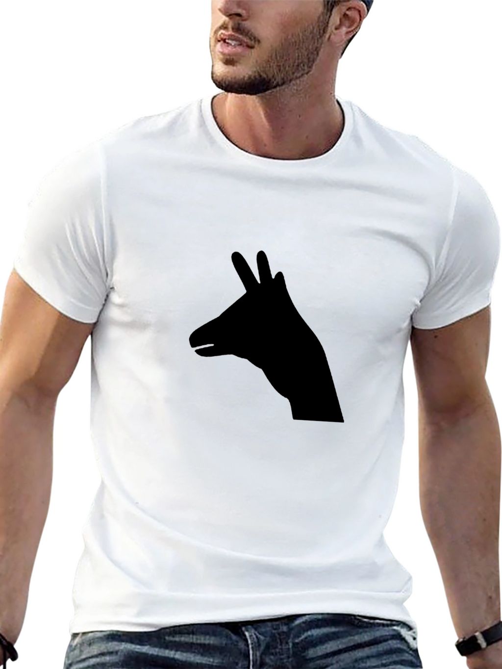 Black Llama Silhouette Graphic Tee - Casual Comfort