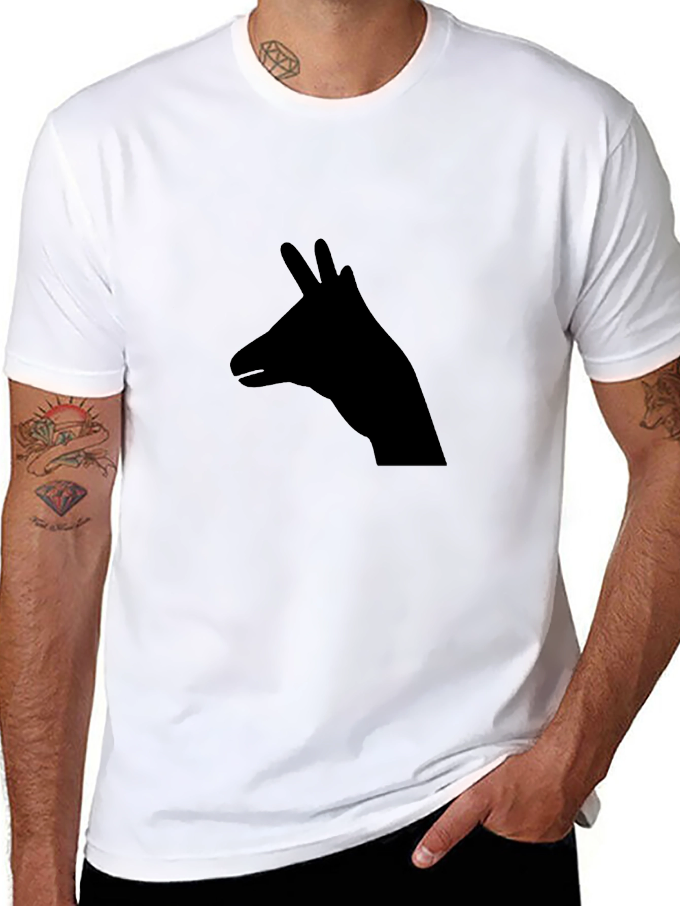 Black Llama Silhouette Graphic Tee - Casual Comfort