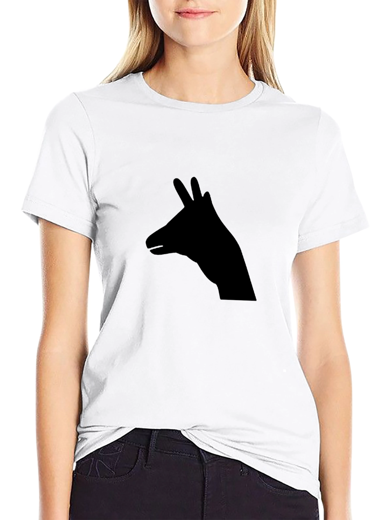 Black Llama Silhouette Graphic Tee - Casual Comfort