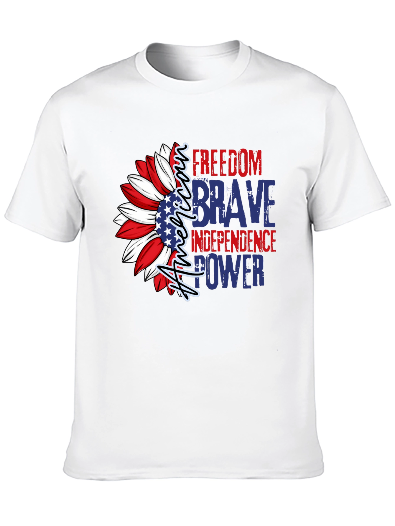 Patriotic American Sunflower Graphic T-Shirt