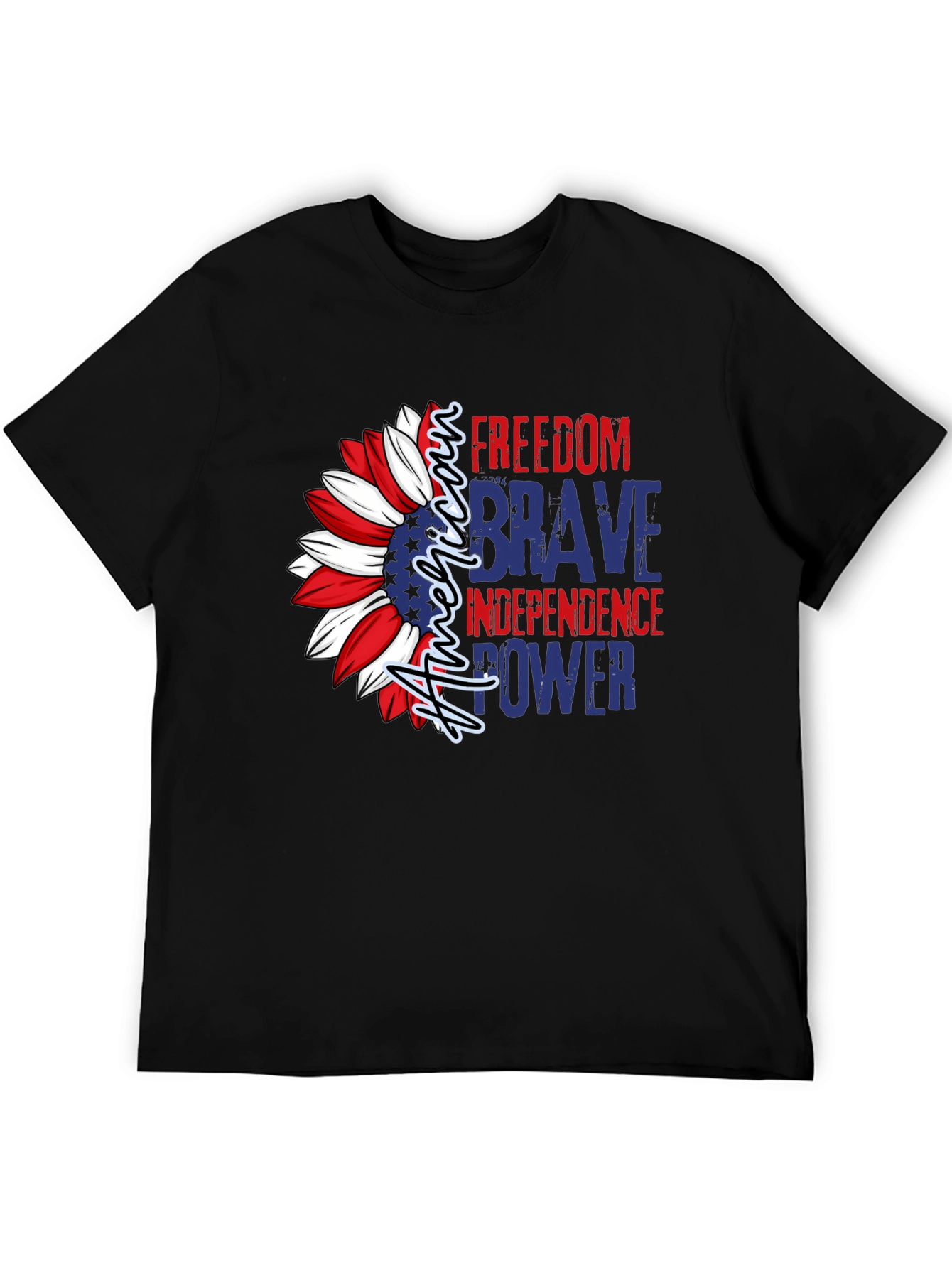 Patriotic American Sunflower Graphic T-Shirt