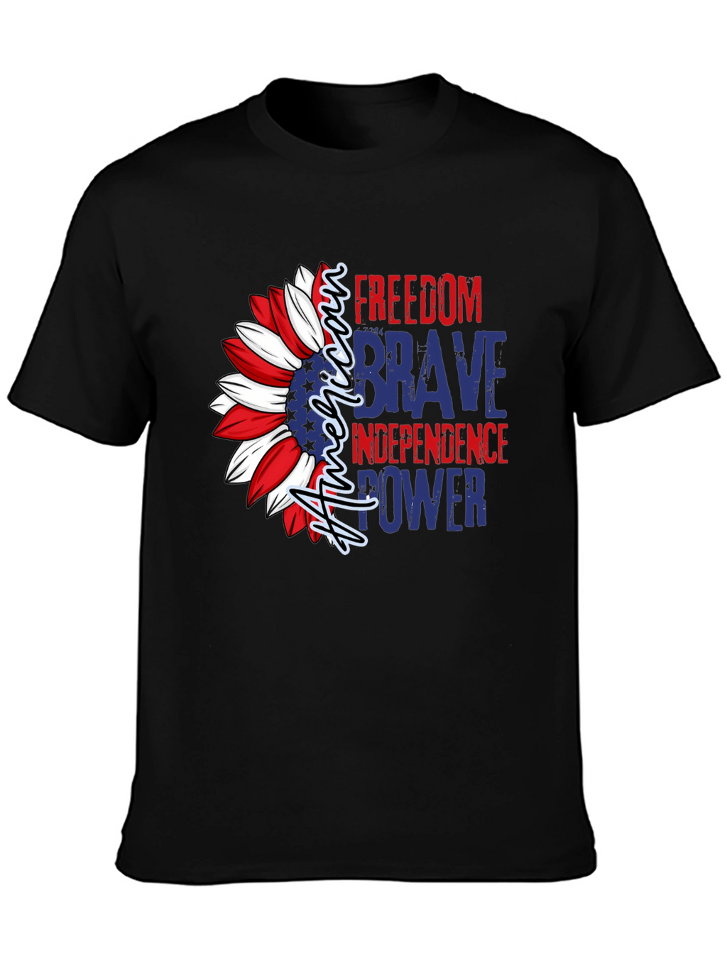 Patriotic American Sunflower Graphic T-Shirt