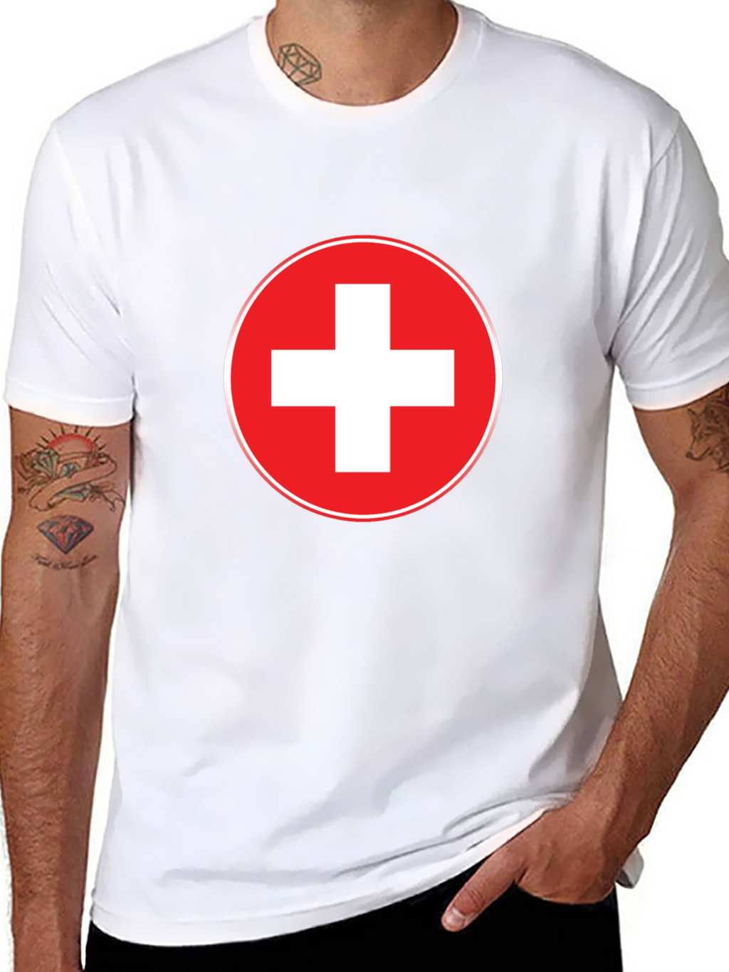 Swiss Flag T-Shirt - Red and White Cross Design