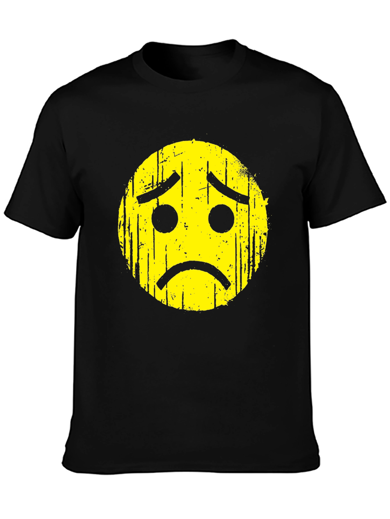 Sad Face Graphic T-Shirt - Mens Black Tee