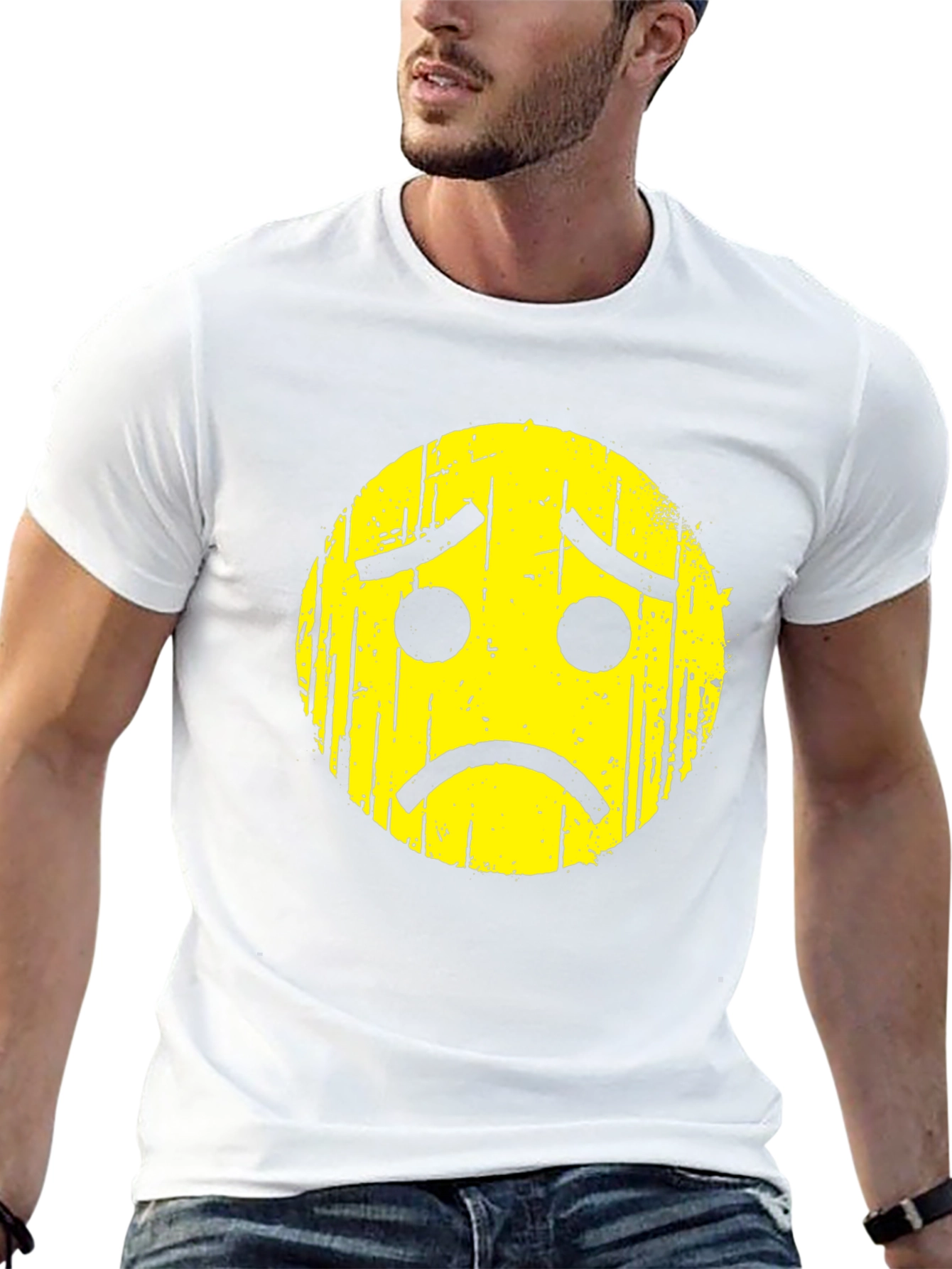 Sad Face Graphic T-Shirt - Mens Black Tee