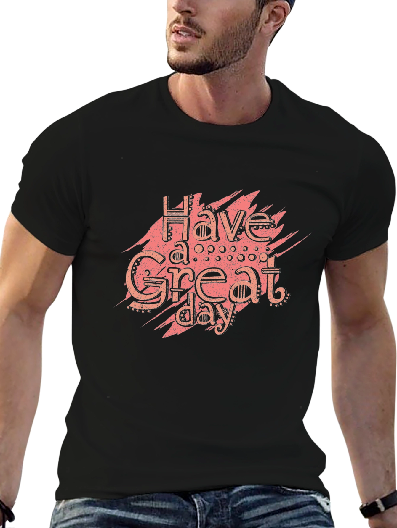 Have A Great Day Black Graphic Tee