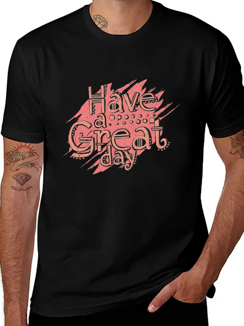 Have A Great Day Black Graphic Tee