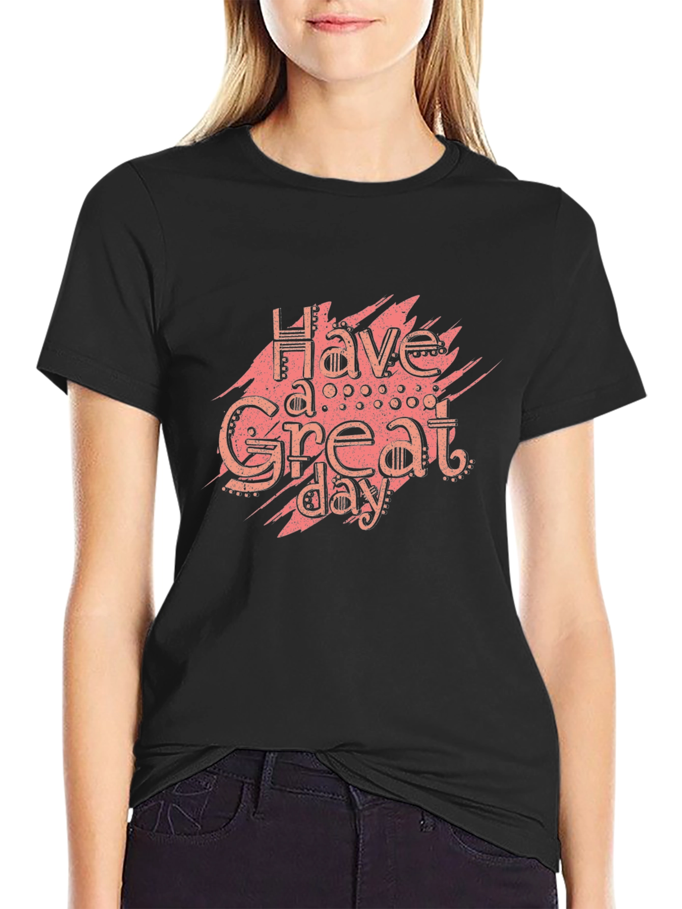 Have A Great Day Black Graphic Tee