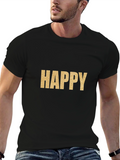 Happy Gold Graphic T-Shirt - Classic Crew Neck Tee