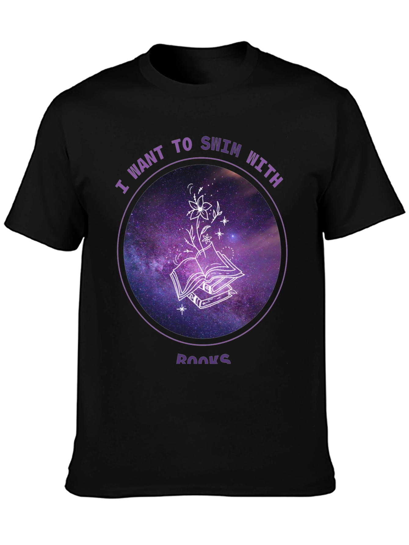 Swim With Books T-Shirt - Galaxy Book Lover Tee