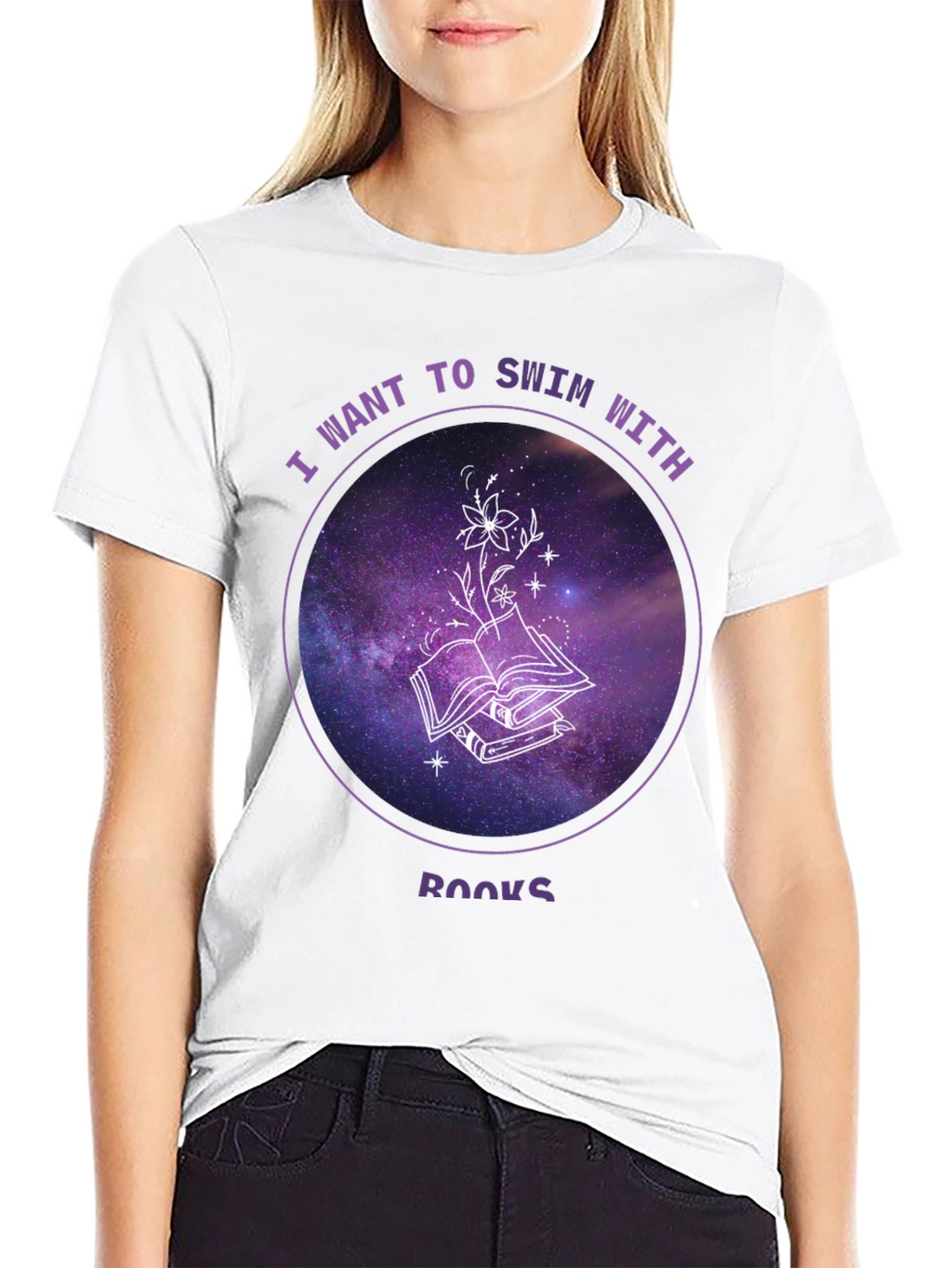 Swim With Books T-Shirt - Galaxy Book Lover Tee