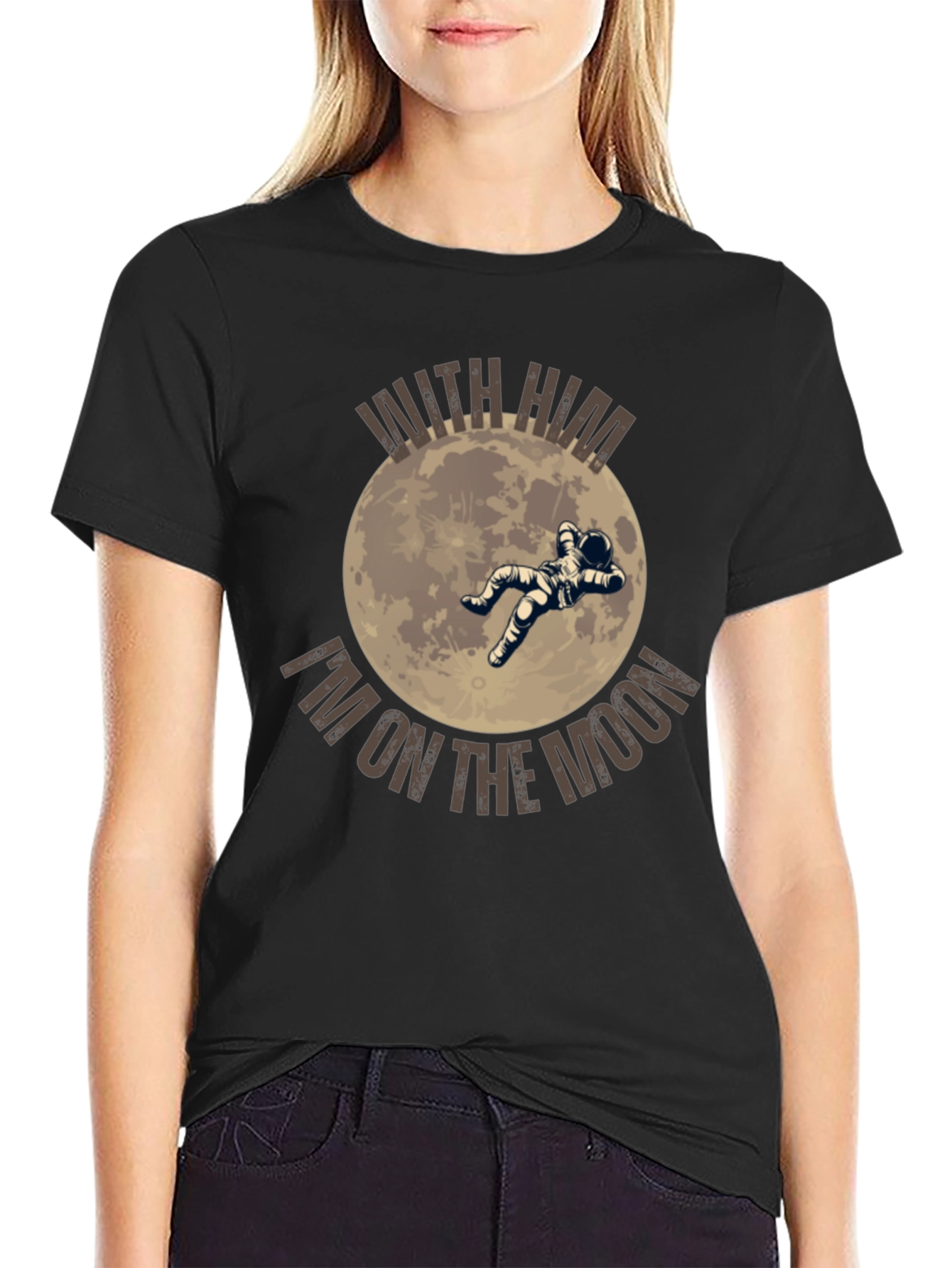 Moon Astronaut Graphic Tee - With Him Im On The Moon