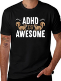 ADHD Is Awesome Squirrel T-Shirt - Black Cotton Tee