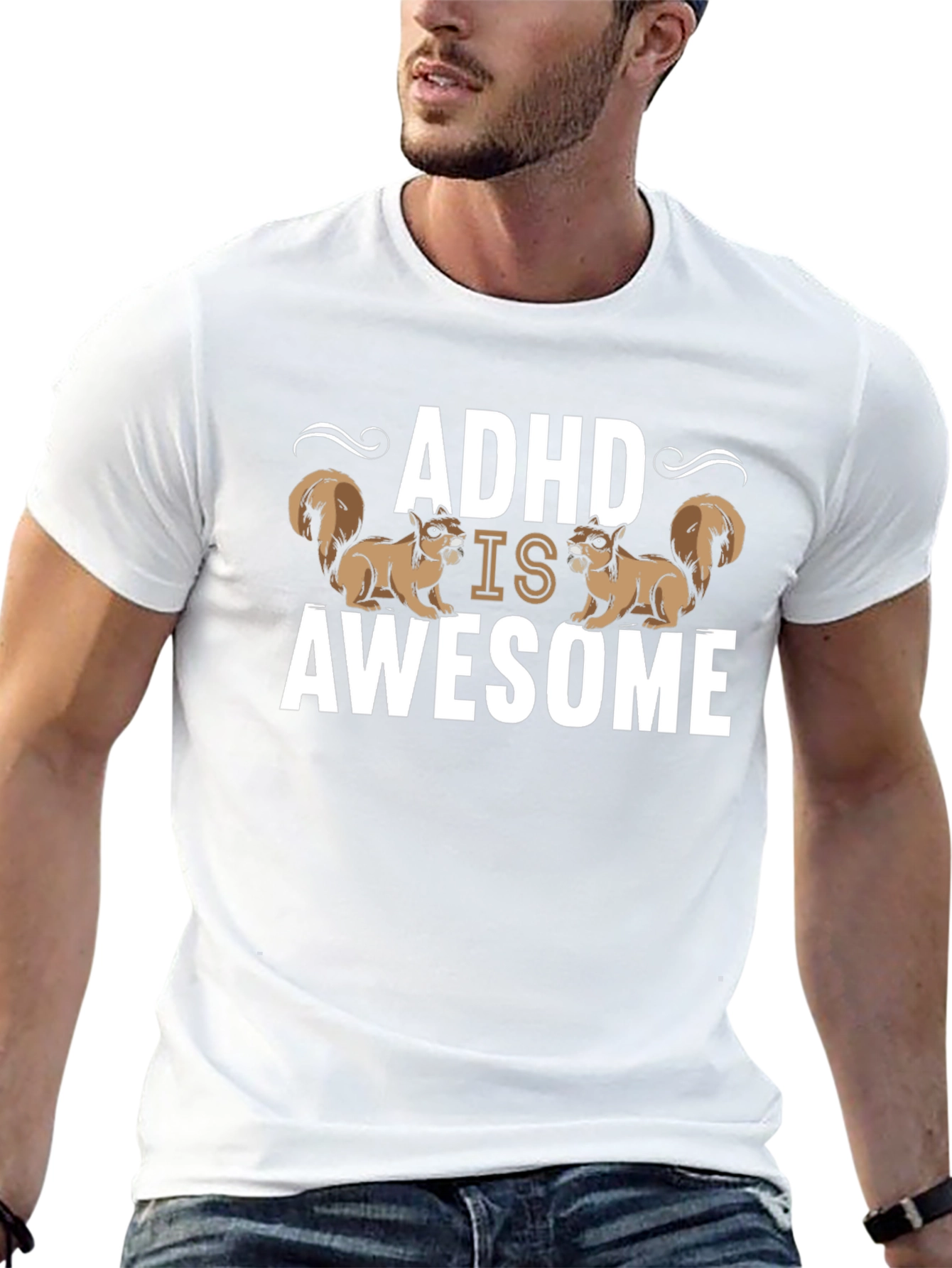 ADHD Is Awesome Squirrel T-Shirt - Black Cotton Tee