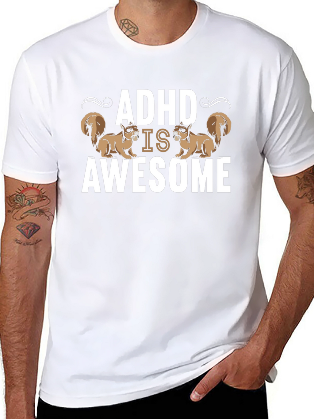 ADHD Is Awesome Squirrel T-Shirt - Black Cotton Tee