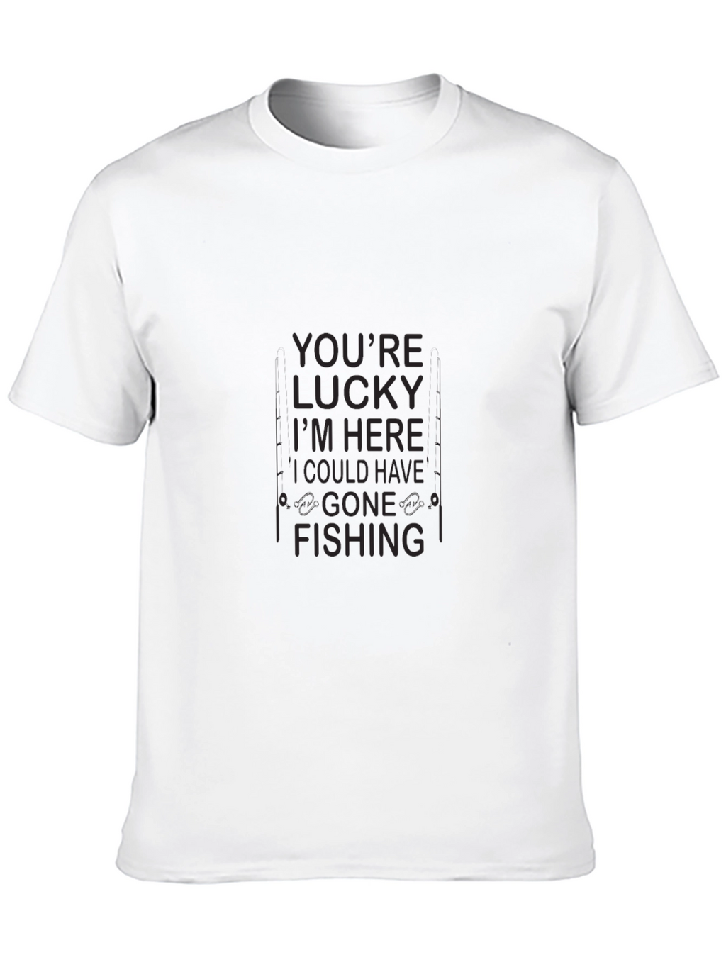 Funny Fishing T-Shirt - Lucky Im Here Design