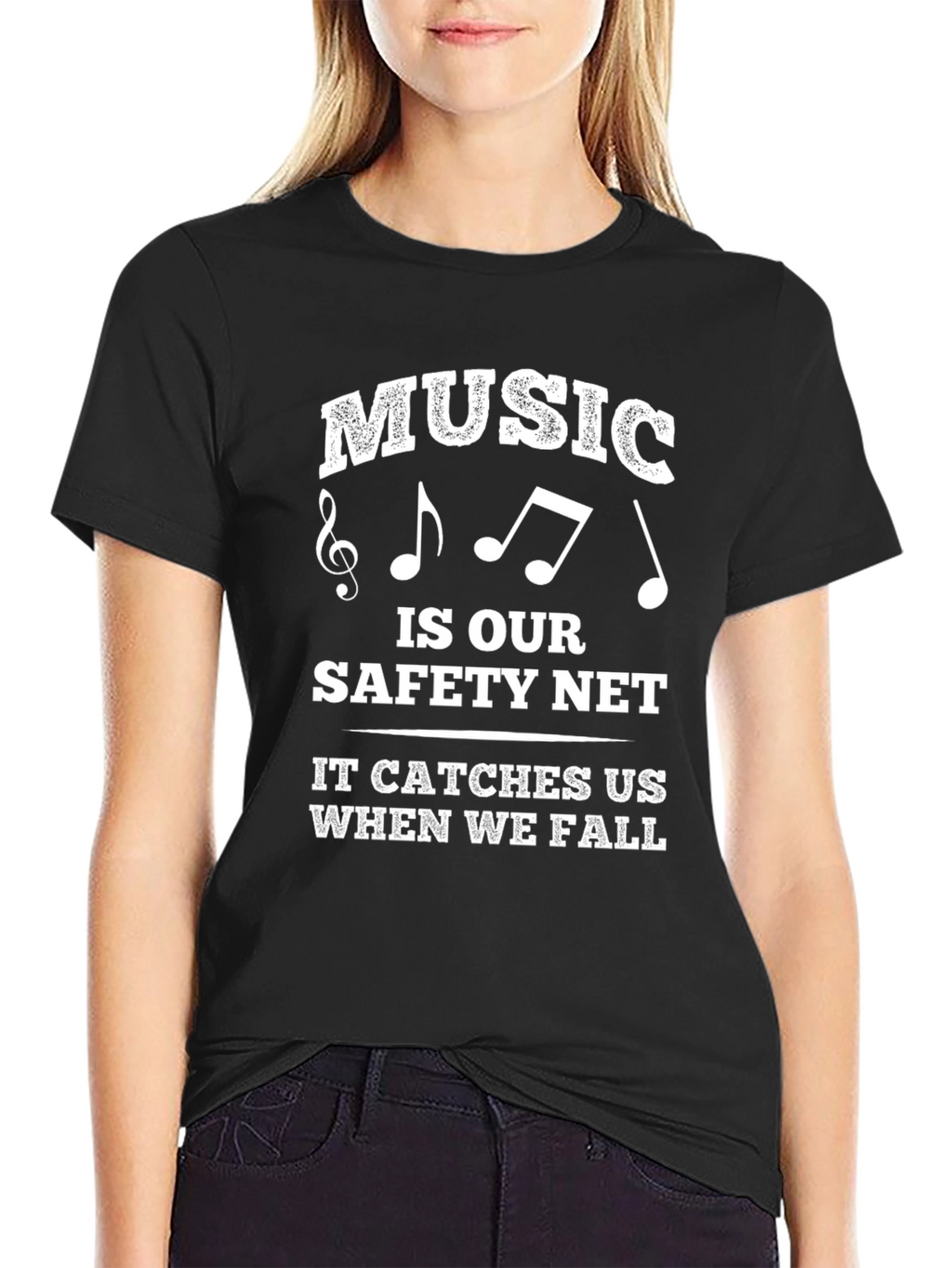 Music Is Our Safety Net Black T-Shirt